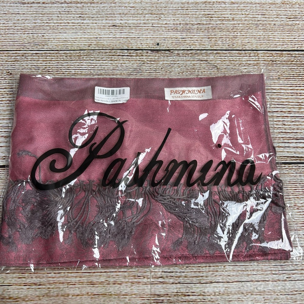 Pashmina Silk Blend Floral Jacquard Fringe Scarf Shawl Wrap Burgundy Wine NEW